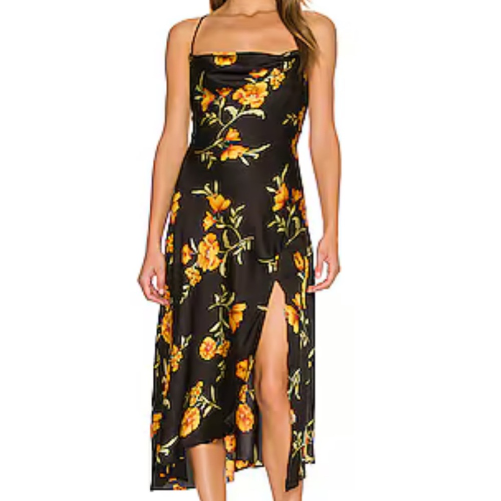Astr the label gaia floral black dress